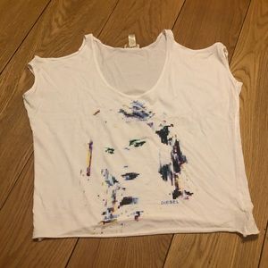 Diesel graphic cold shoulder top